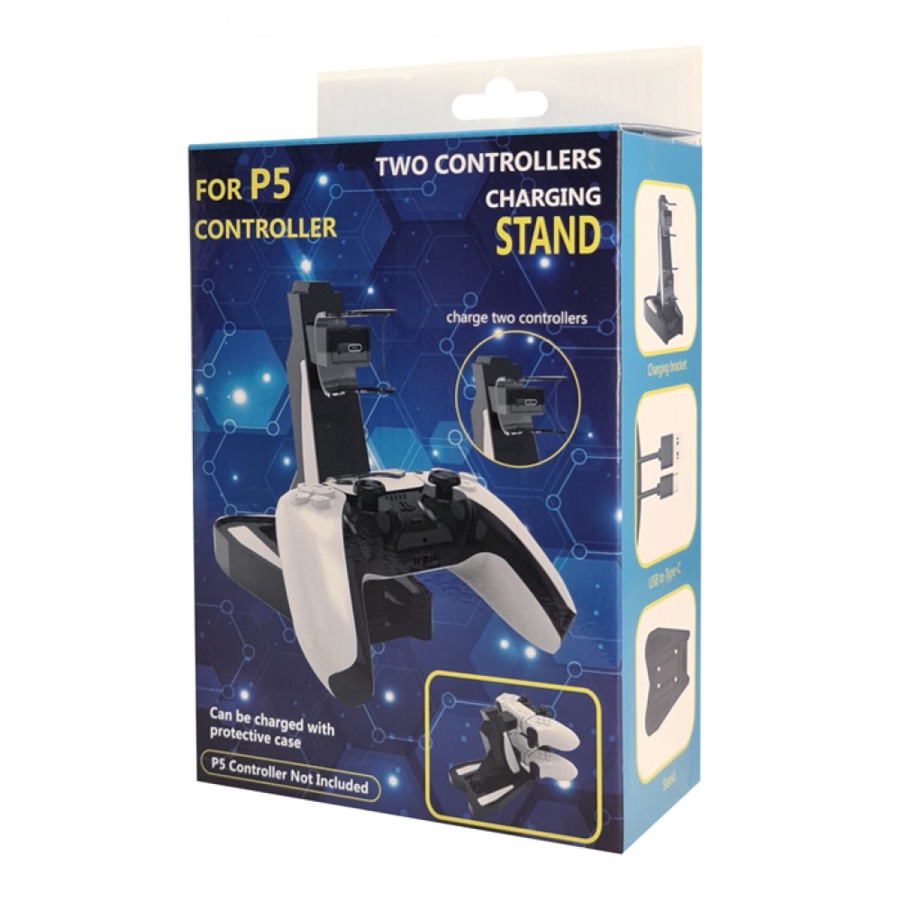 Βάση φόρτισης gamepad AK286C για 2x PS5 DualSense, μαύρη