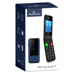 POWERTECH Κινητό Τηλέφωνο Sentry Dual II, 2 οθόνες, SOS Call, μπλε