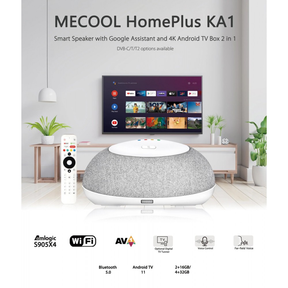 MECOOL TV Box & smart ηχείο KA1 με αποκωδικοποιητή, 4K, Android 11