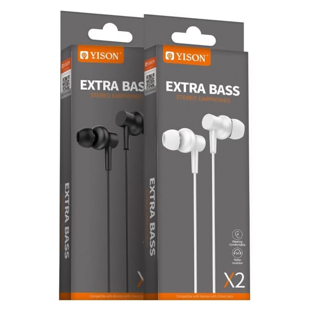 YISON earphones με μικρόφωνο X2, 3.5mm σύνδεση, Φ10mm, 1.36m, μαύρα