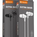 YISON earphones με μικρόφωνο X2, 3.5mm σύνδεση, Φ10mm, 1.36m, μαύρα