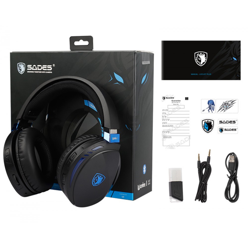 SADES gaming headset Warden I, wireless & wired. multiplatform BT, μαύρο