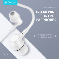 CELEBRAT earphones με μικρόφωνο G19, 3.5mm σύνδεση, Φ10mm, 1.2m, μαύρα