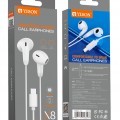 YISON earphones με μικρόφωνο X8, USB-C σύνδεση, Φ13mm, 1.2m, λευκά