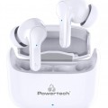 POWERTECH earphones με θήκη φόρτισης Soul, TWS, ANC, 45/400mAh, λευκά