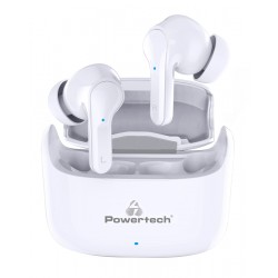 POWERTECH earphones με θήκη φόρτισης Soul, TWS, ANC, 45/400mAh, λευκά