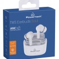 POWERTECH earphones με θήκη φόρτισης Soul, TWS, ANC, 45/400mAh, λευκά