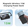 POWERTECH power bank PT-1136, 10000mAh, magnetic wireless, 22.5W, μαύρο