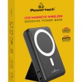 POWERTECH power bank PT-1136, 10000mAh, magnetic wireless, 22.5W, μαύρο