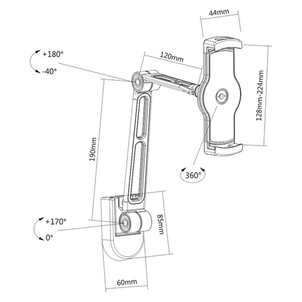 BRATECK επιτοίχια βάση PAD28-02 για tablet/smartphone 4.7-12.9