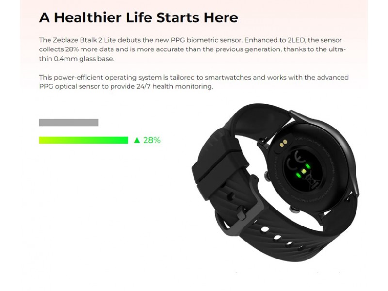 ZEBLAZE smartwatch Btalk 2 Lite, heart rate, 1.39