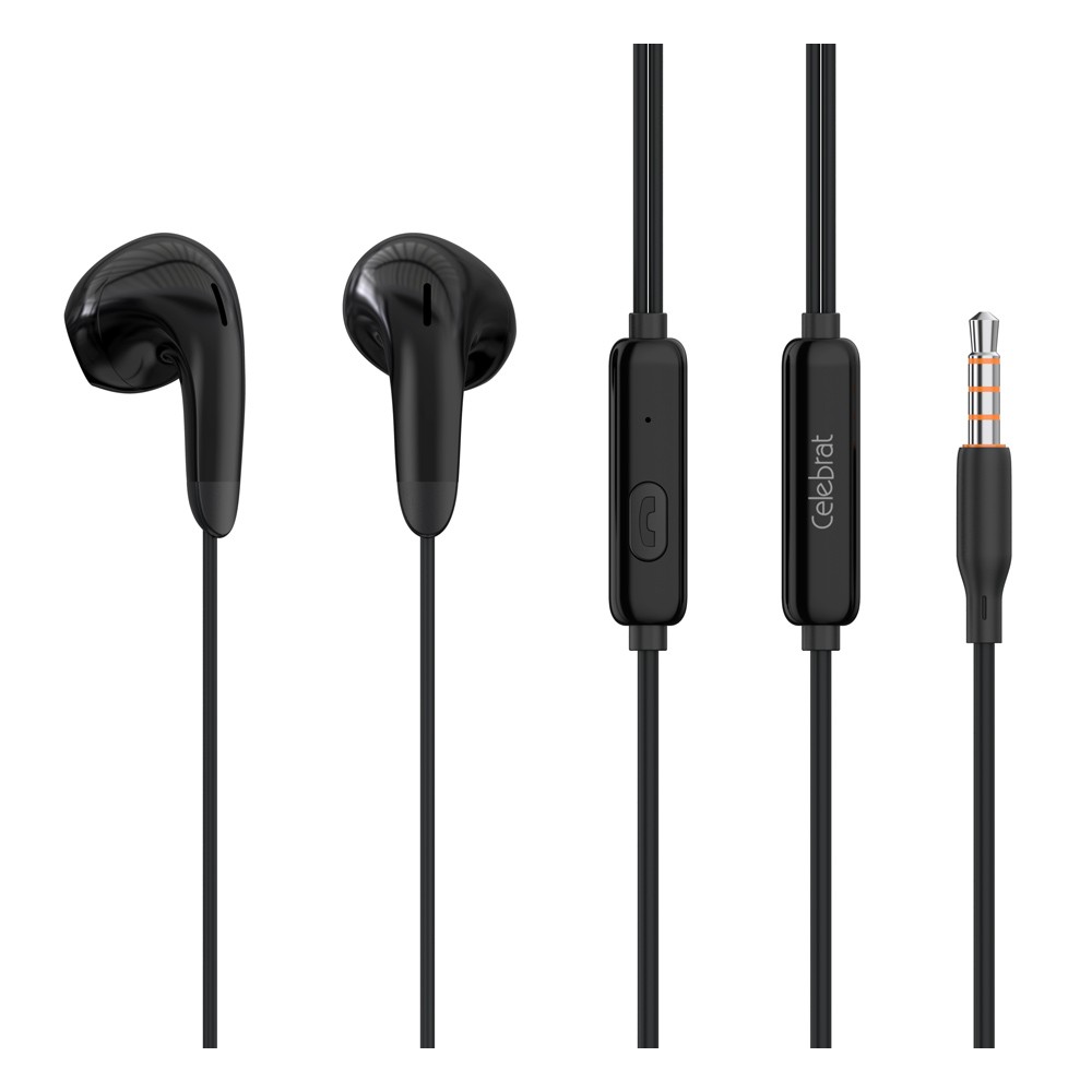 CELEBRAT earphones με μικρόφωνο G27, 3.5mm σύνδεση, Φ14mm, 1.2m, μαύρα