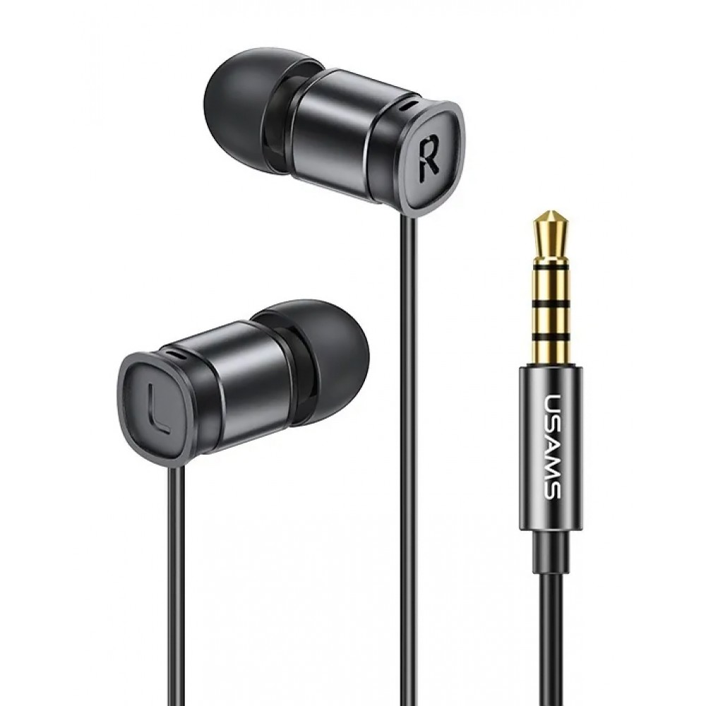 USAMS earphones με μικρόφωνο EP-46, 3.5mm σύνδεση, Φ6mm, 1.2m, μαύρα