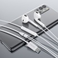 CELEBRAT earphones με μικρόφωνο E500, USB-C σύνδεση, Φ14mm, 1.2m, λευκά