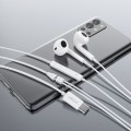 CELEBRAT earphones με μικρόφωνο E400, USB-C σύνδεση, Φ14mm, 1.2m, λευκά