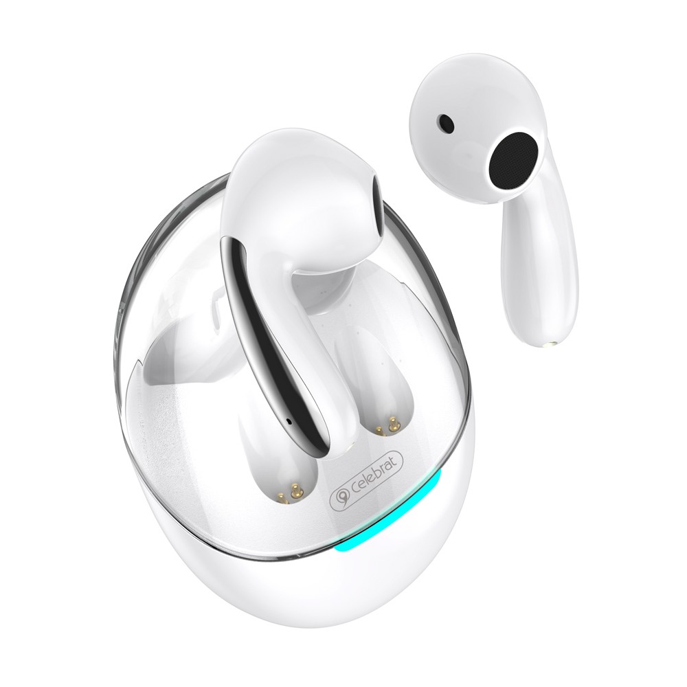 CELEBRAT earphones με θήκη φόρτισης W51, True Wireless, Φ13mm, λευκά