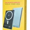 POWERTECH power bank PT-1171, 5000mAh, magnetic wireless, 15W, γκρι