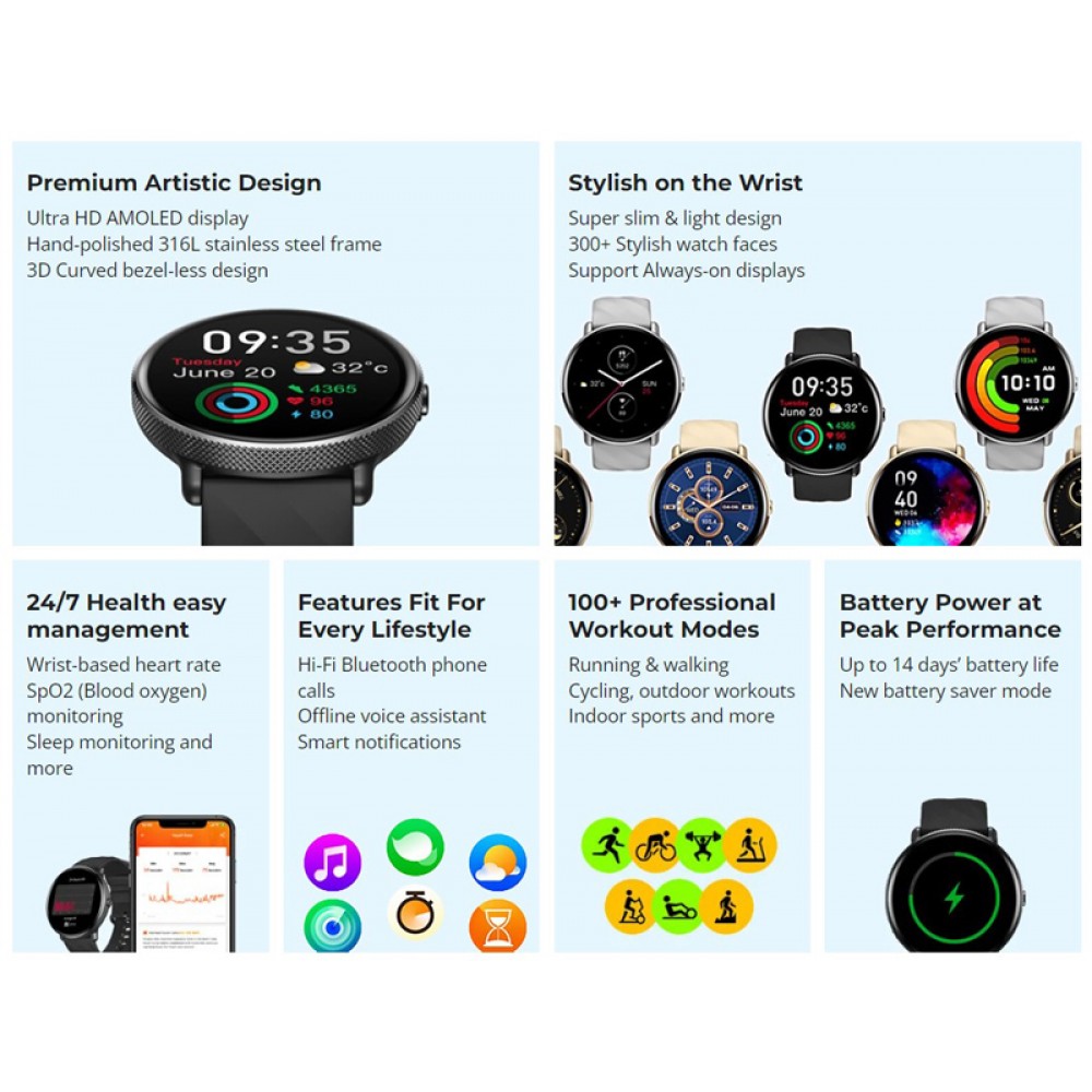 ZEBLAZE smartwatch GTR 3 Pro, heart rate, 1.43