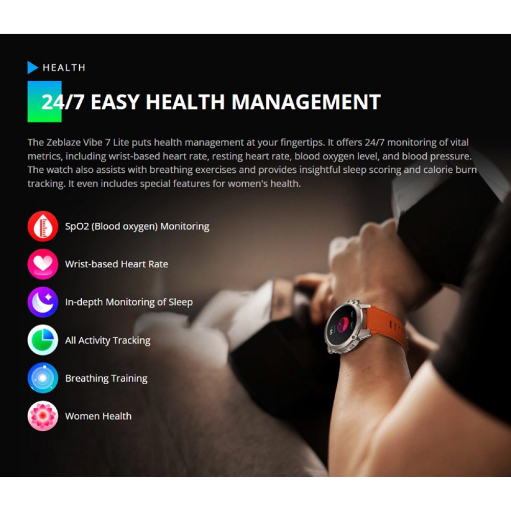 ZEBLAZE smartwatch Vibe 7 Lite, heart rate, 1.47