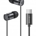 USAMS earphones με μικρόφωνο US-SJ576, USB-C σύνδεση, Φ6mm, 1.2m, μαύρα