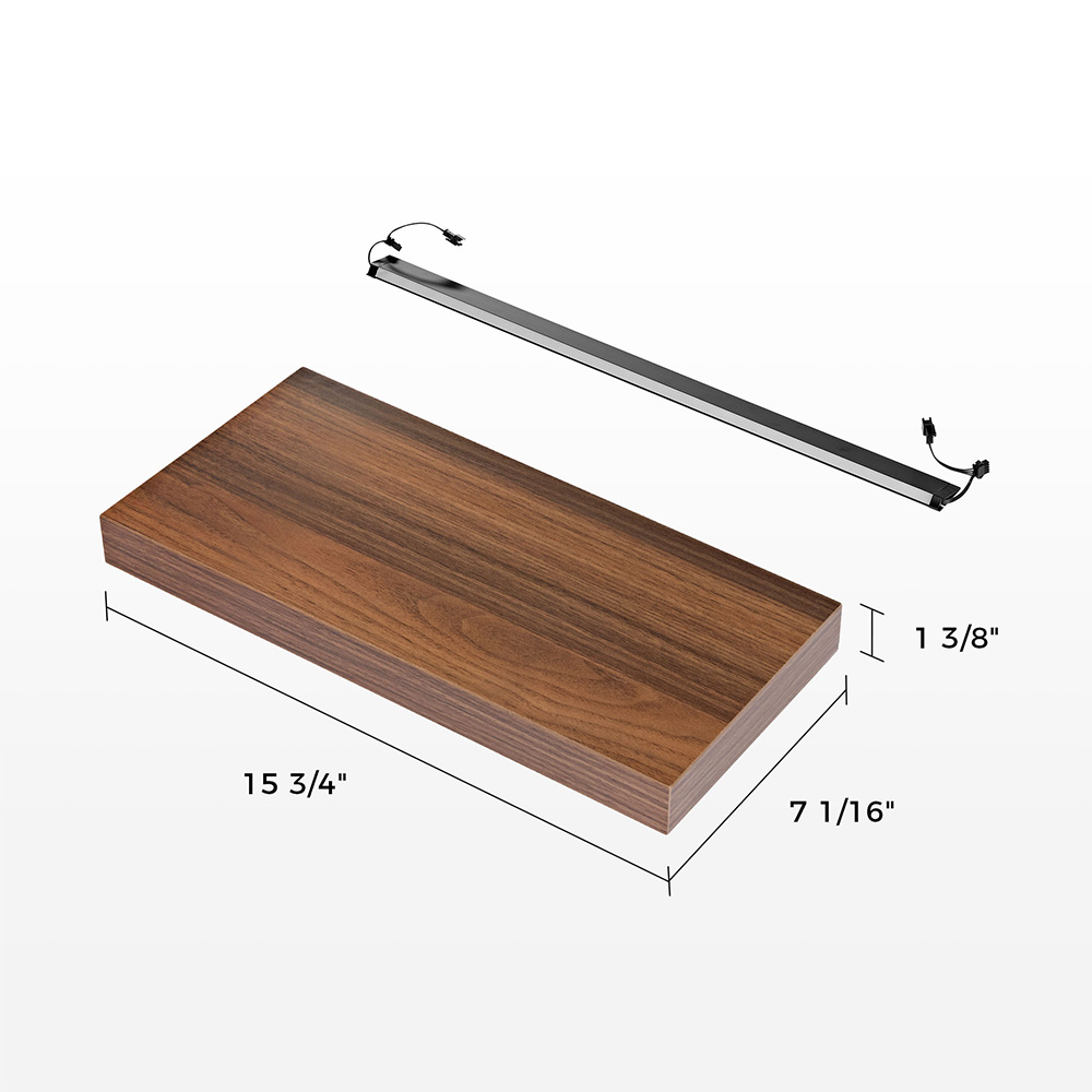 Ράφια τοίχου με φωτισμό - Eureka Ergonomic® ERK-AFS-17-WN-EU 400x180x36mm