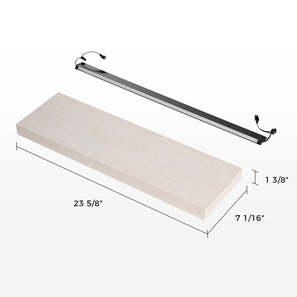 Ράφια τοίχου με φωτισμό - Eureka Ergonomic® ERK-AFS-24-MW-EU 600x180x36mm