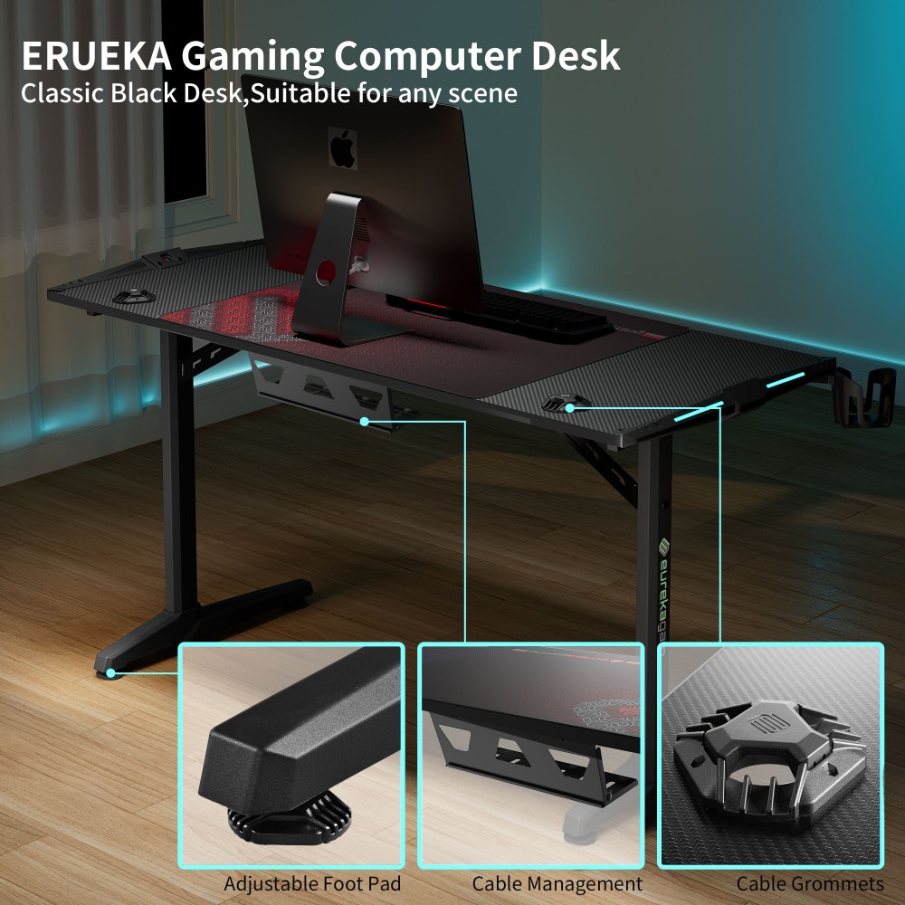 Gaming Γραφείο - Eureka Ergonomic® ERK-GIP-55B-V2-EU 148x60x79.5cm