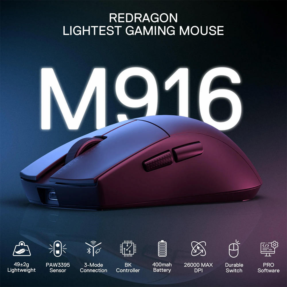 Gaming Ποντίκι - Redragon M916 PRO 1K 3-Mode Wireless (Black)